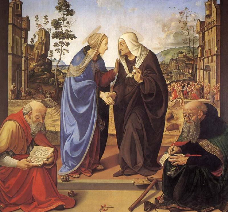 Piero di Cosimo Virgin Marie besokelse with St. Nicholas and St. Antonius Sweden oil painting art